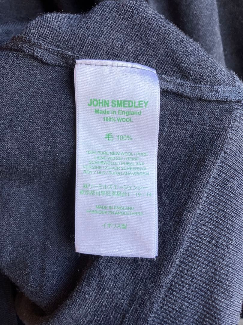 ジョンスメドレー タートルネック グレー ウール ハイゲージ 30G Ｌ