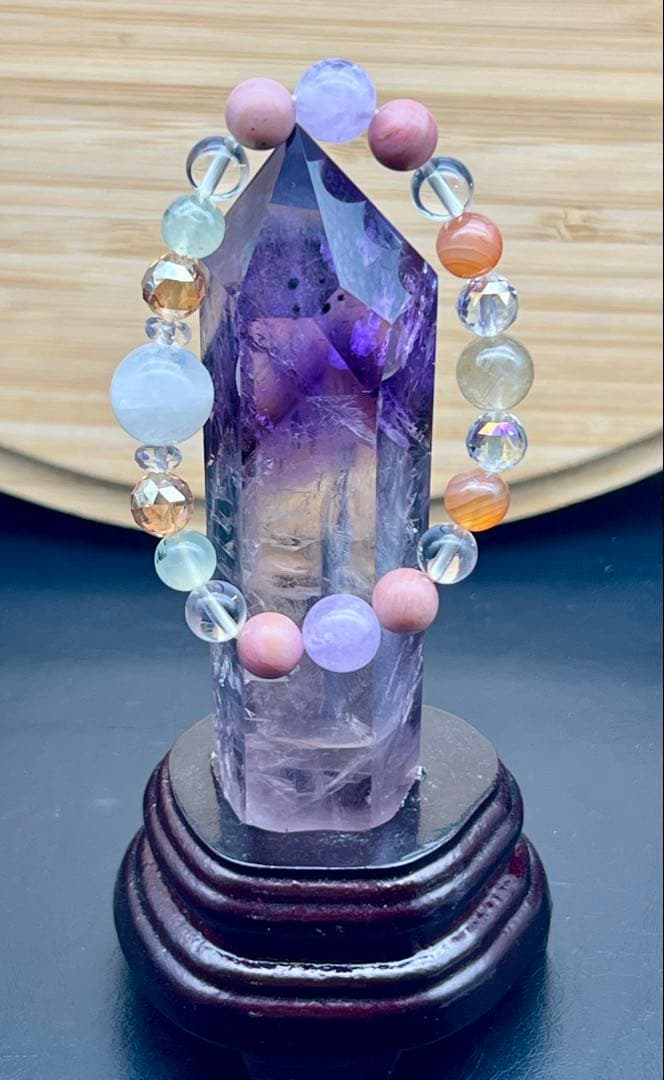 ★激レア　星状ロマネサイトインアメジスト　ロマネシュ鉱入り　ファントム　六角柱