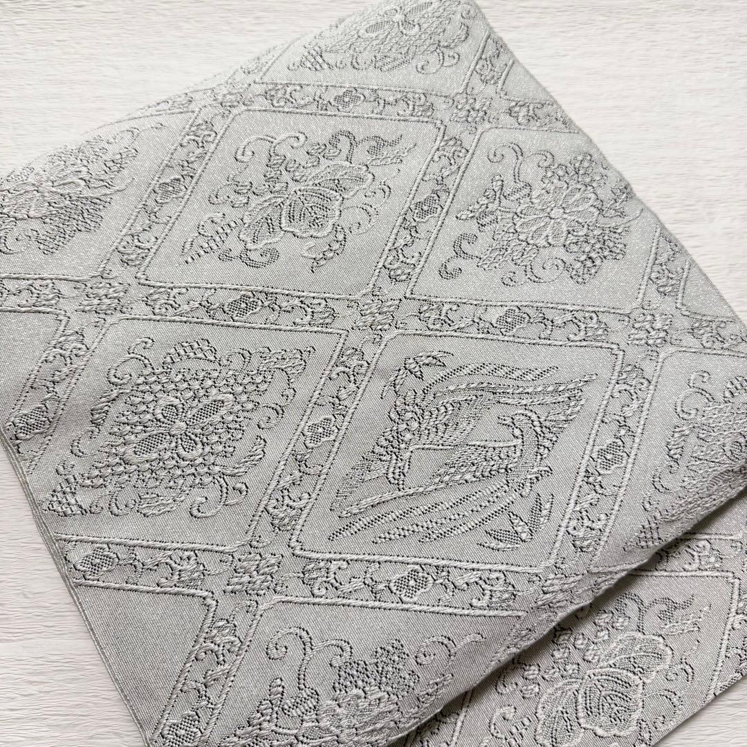 m-56 安田つづれ 謹製 爪織 本綴れ 格天井錦 名古屋帯 正絹 木箱