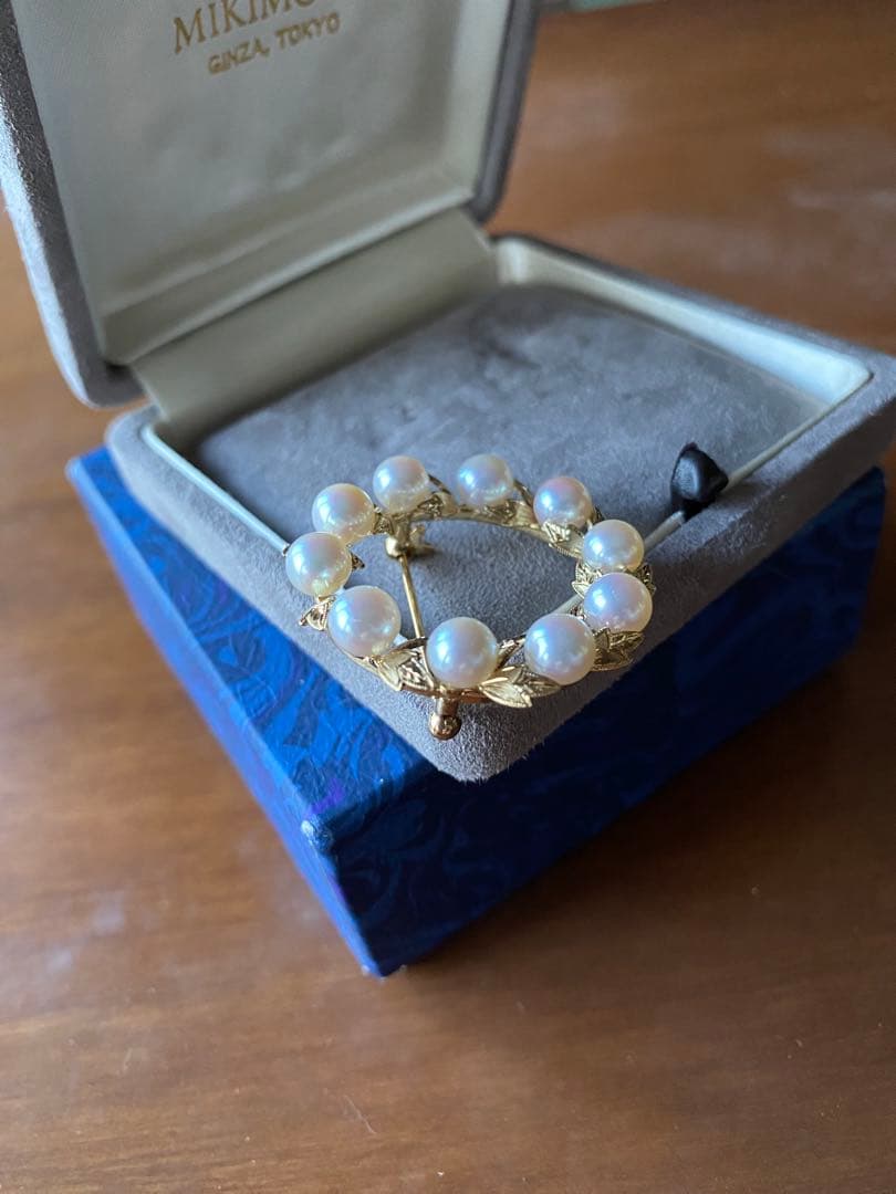 12.31までお値下げ！ミキモト　真珠 リーフモチーフ 月桂樹　ブローチ　K18