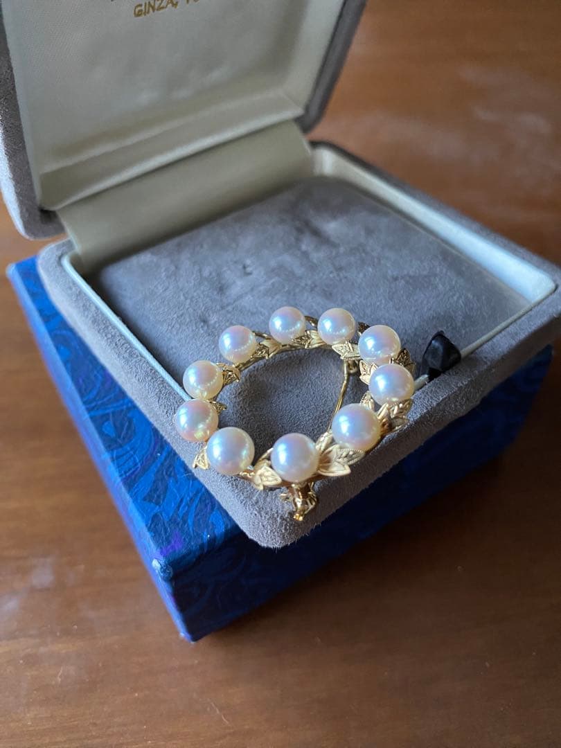 12.31までお値下げ！ミキモト　真珠 リーフモチーフ 月桂樹　ブローチ　K18