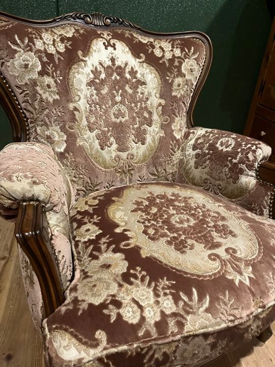 希少 カリモク シングルソファ ドマーニ 金華山 ルイ15世 アンティーク