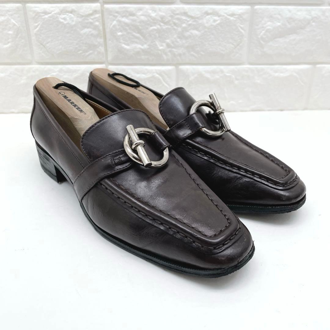 エルメス シェーヌダンクル ローファー 革靴 シルバー金具 レザー 25.0