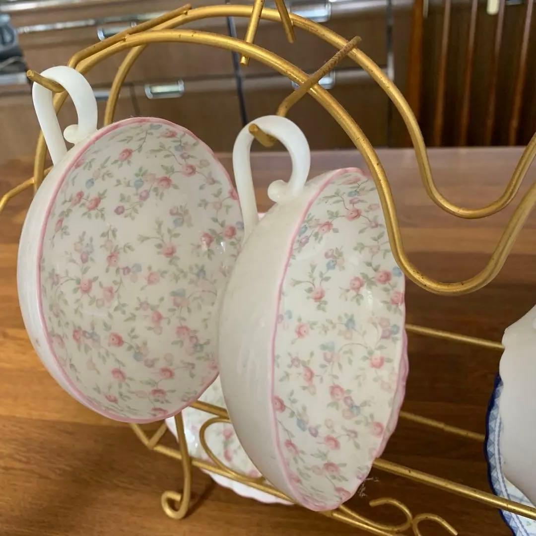 ノリタケ　花柄カップ4個セットとスタンド