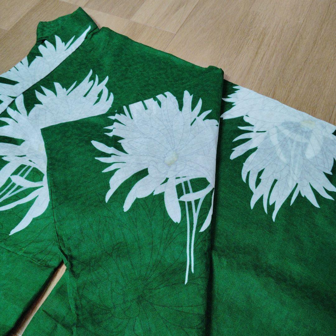 さわさん　誉田屋源兵衛　浴衣　仕立て上がり　月照乱華　グリーン