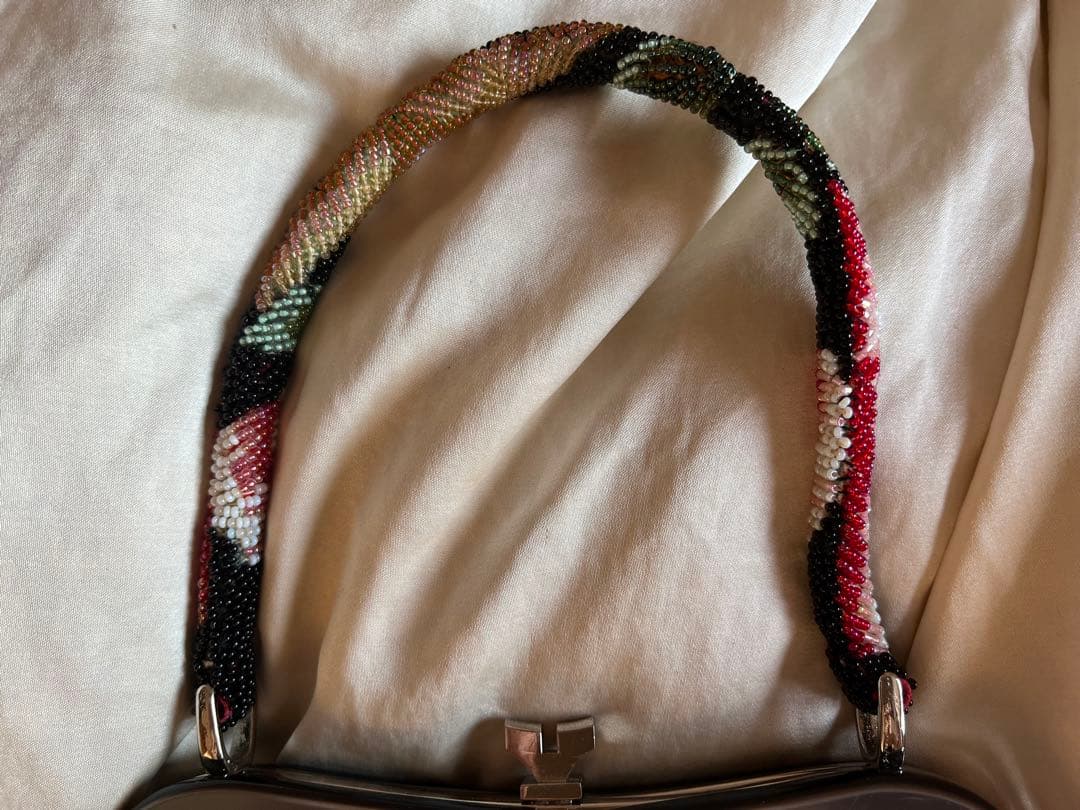 【送料無料】花柄 ビーズ手刺繍 ハンドバッグ パーティー フォーマル　状態キレイ