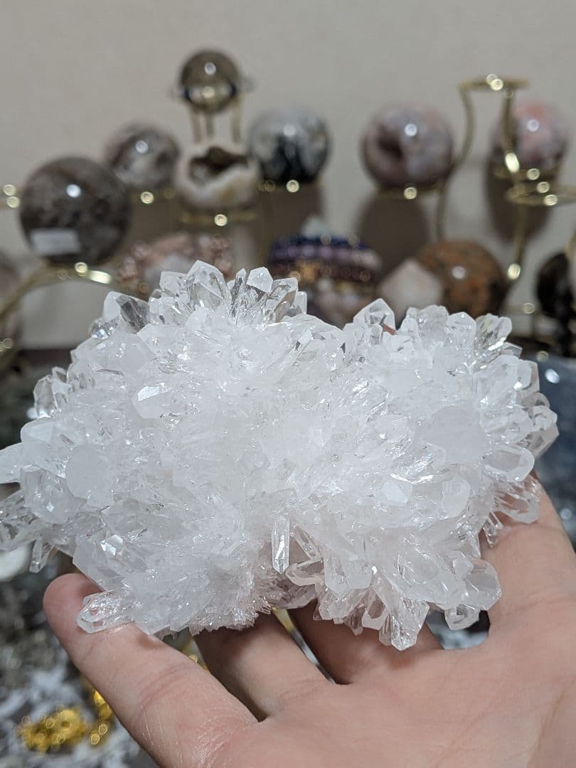 らびす！菊花水晶☆クラスター☆ヒマラヤ産☆強力浄化☆高品質☆台座つき☆2