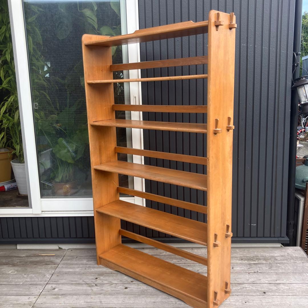 昭和レトロ ミッドセンチュリー くさび型 楔棚 木製オープンラック 本棚 飾り棚