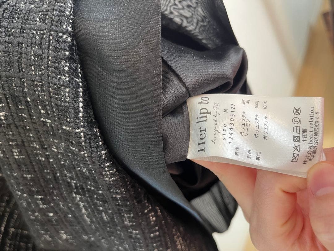 Herlipto ブラック ツイードミニワンピース