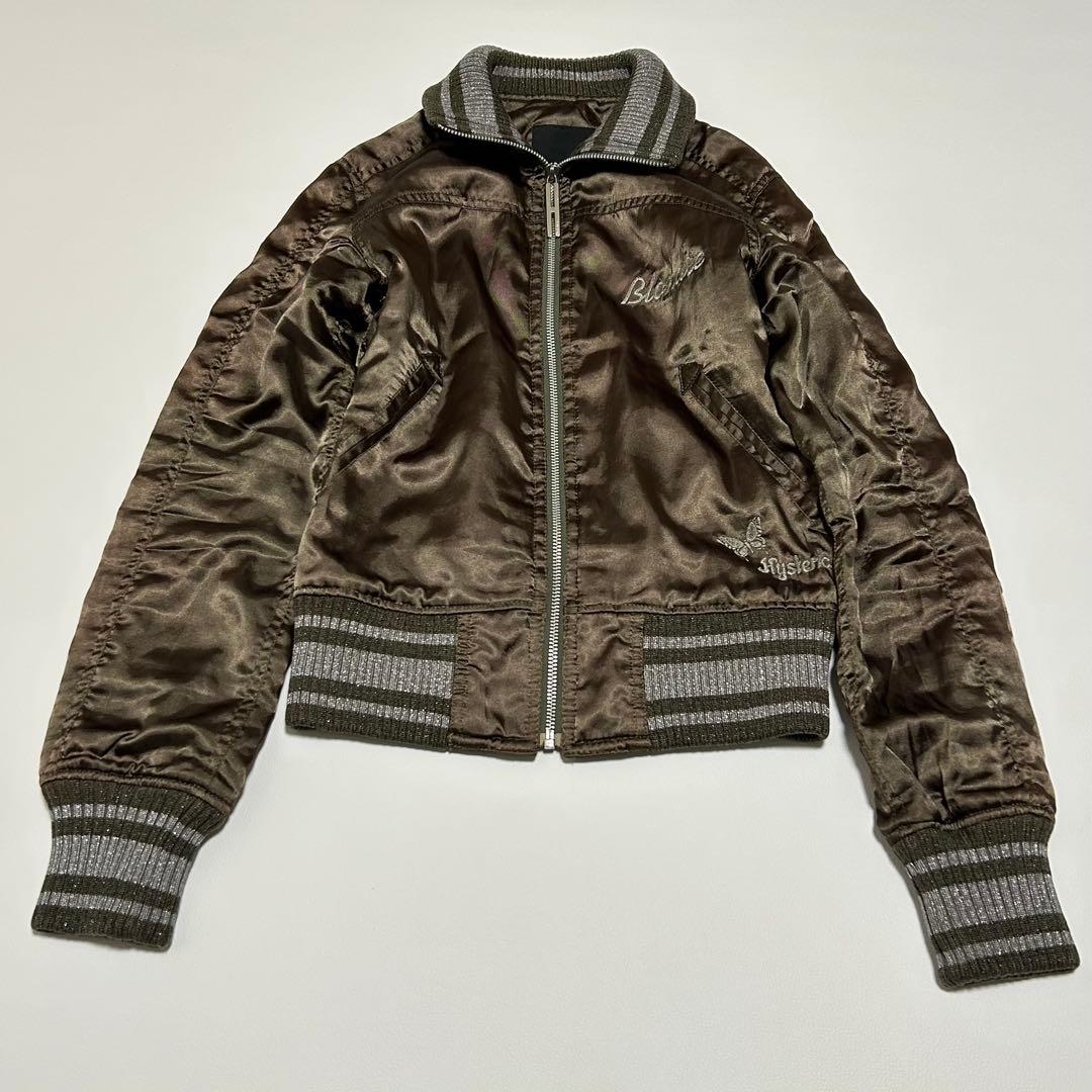 ヒステリックグラマー 中綿ブルゾン スカジャン カーキ バック刺繍