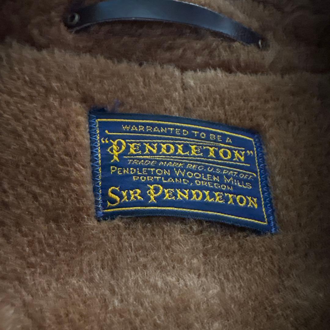 80s ペンドルトン　ウール　コート　ファー　木目ボタン　ビンテージ