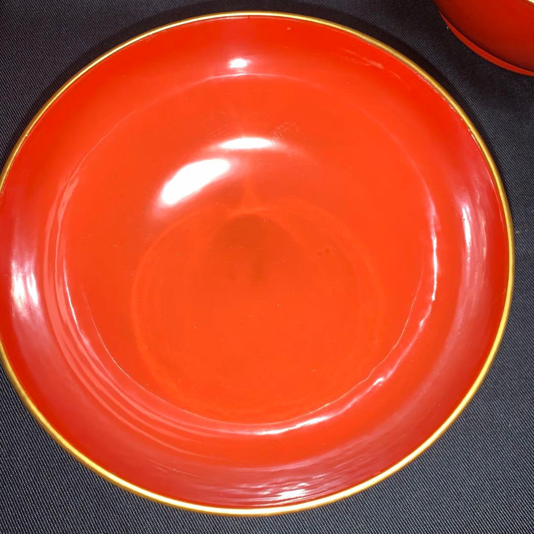 蓋向　木製手描き金彩絵　布袋様・打ち出の小槌　盛金蒔絵　向付け　煮物椀　5客