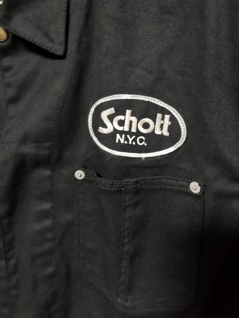 ✨希少柄✨刺繍✨Schott N.Y.C ショット オーバーオール Lサイズ