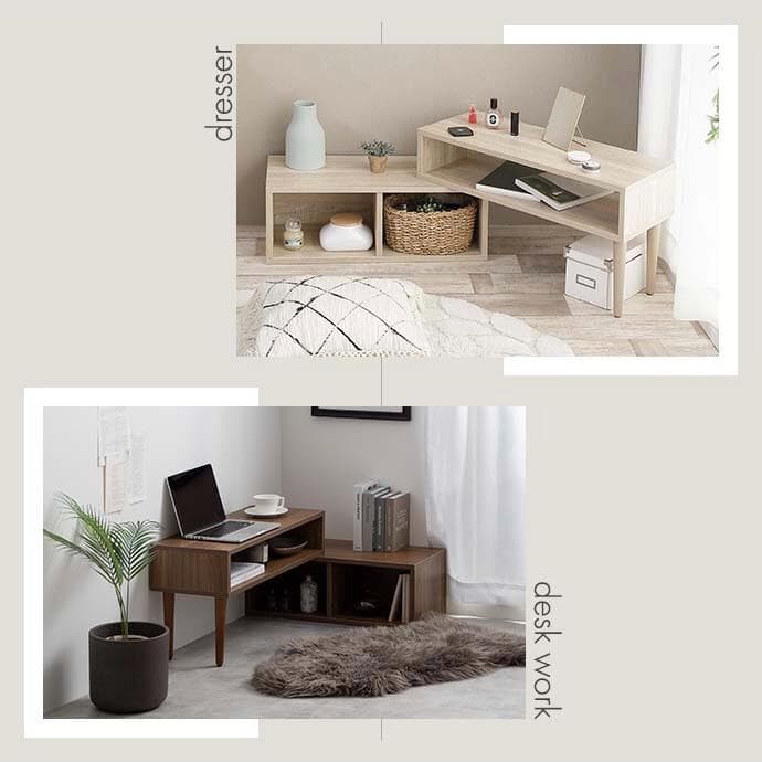 ローボード 棚 75〜133cm伸縮 角度調整 ブラウン