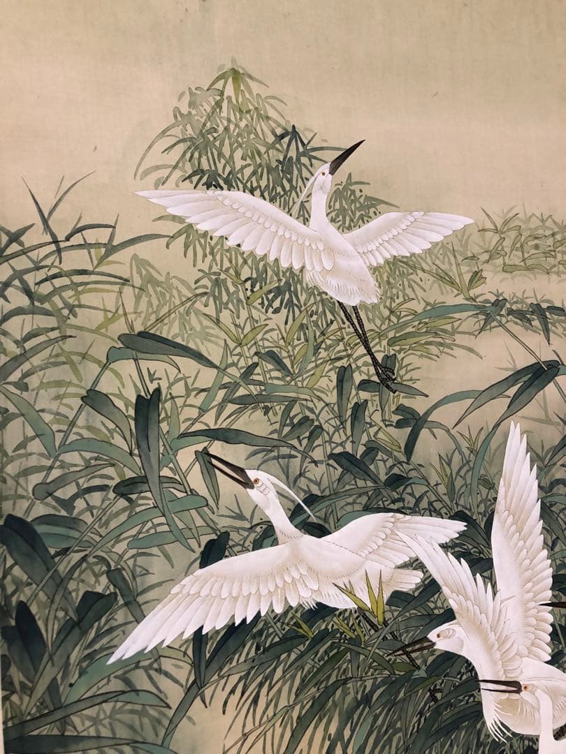 t*a様 業者買取品！林　良(リン　リョウ)鶴の掛軸 ! 年代物！300円スター