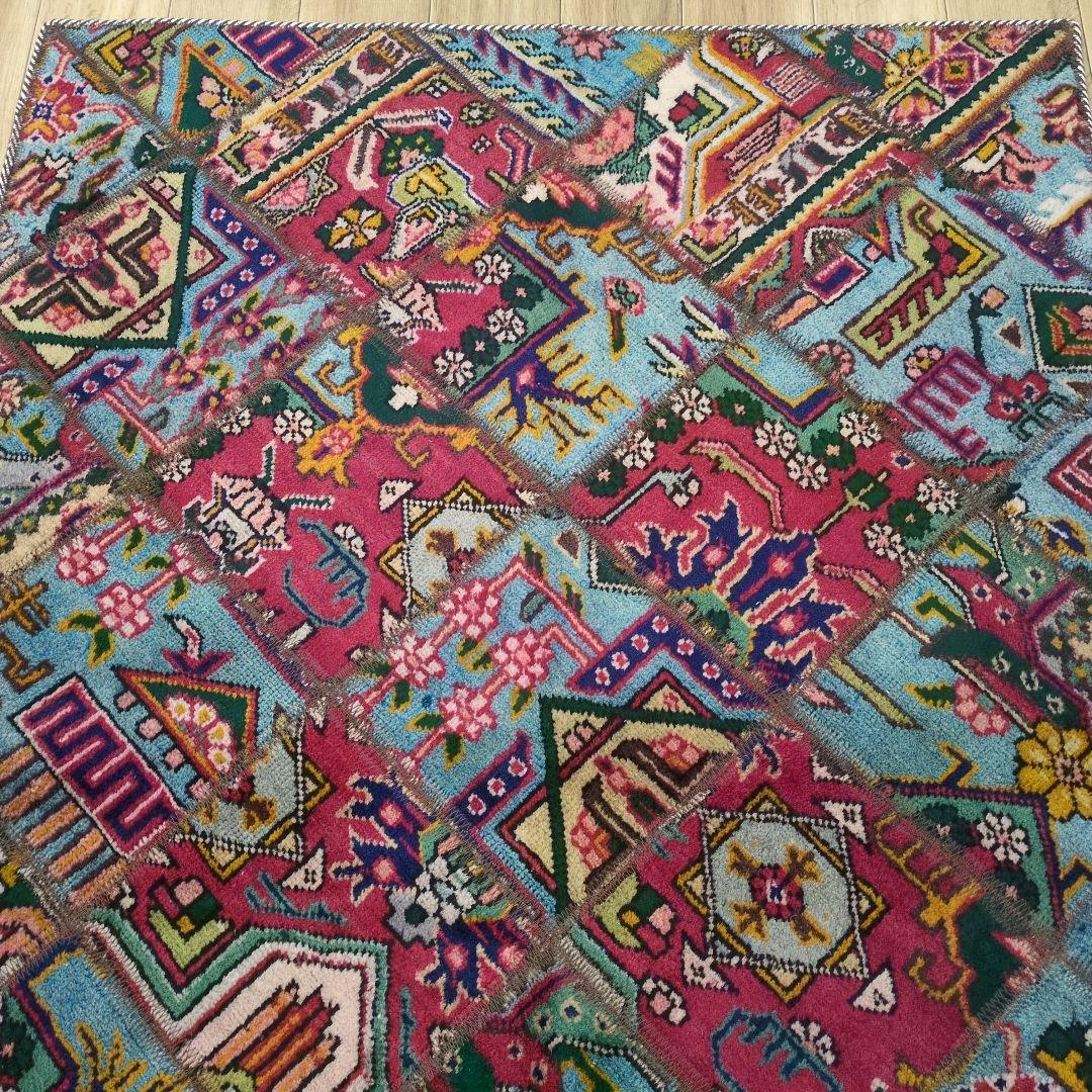 ペルシャ絨毯 パッチワーク アンティーク 156x102手織り クリーニング済み