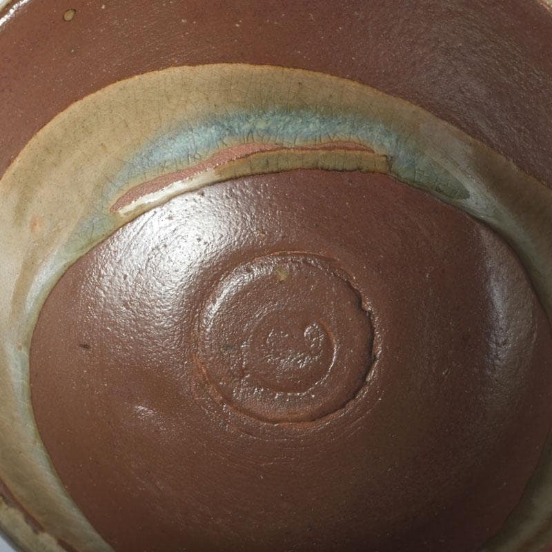 茶道具　虎山窯　鈴木青々作　鉄釉　茶碗　共箱　C　9483