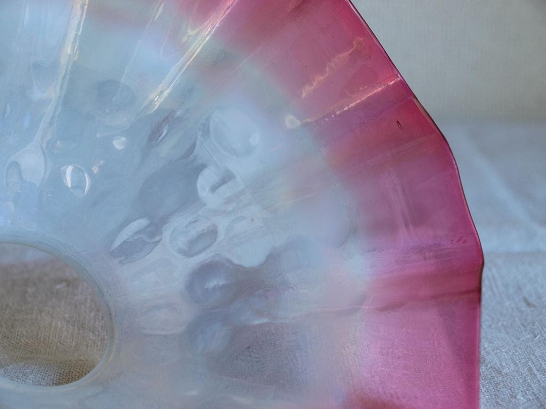 ピンク色オパールガラス フリルガラス ランプシェード電笠オパールセント/K086