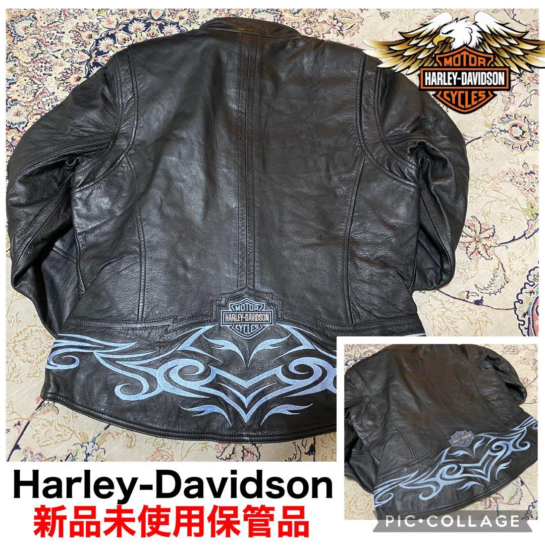 新品未使用Harley-Davidson ブラックレザージャケットフレアーロゴ