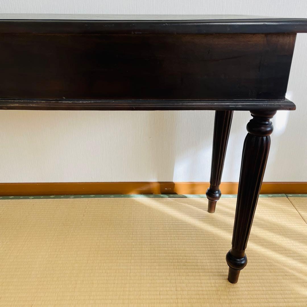 アンティーク調 木製デスク 幅128cm 引き出し3杯