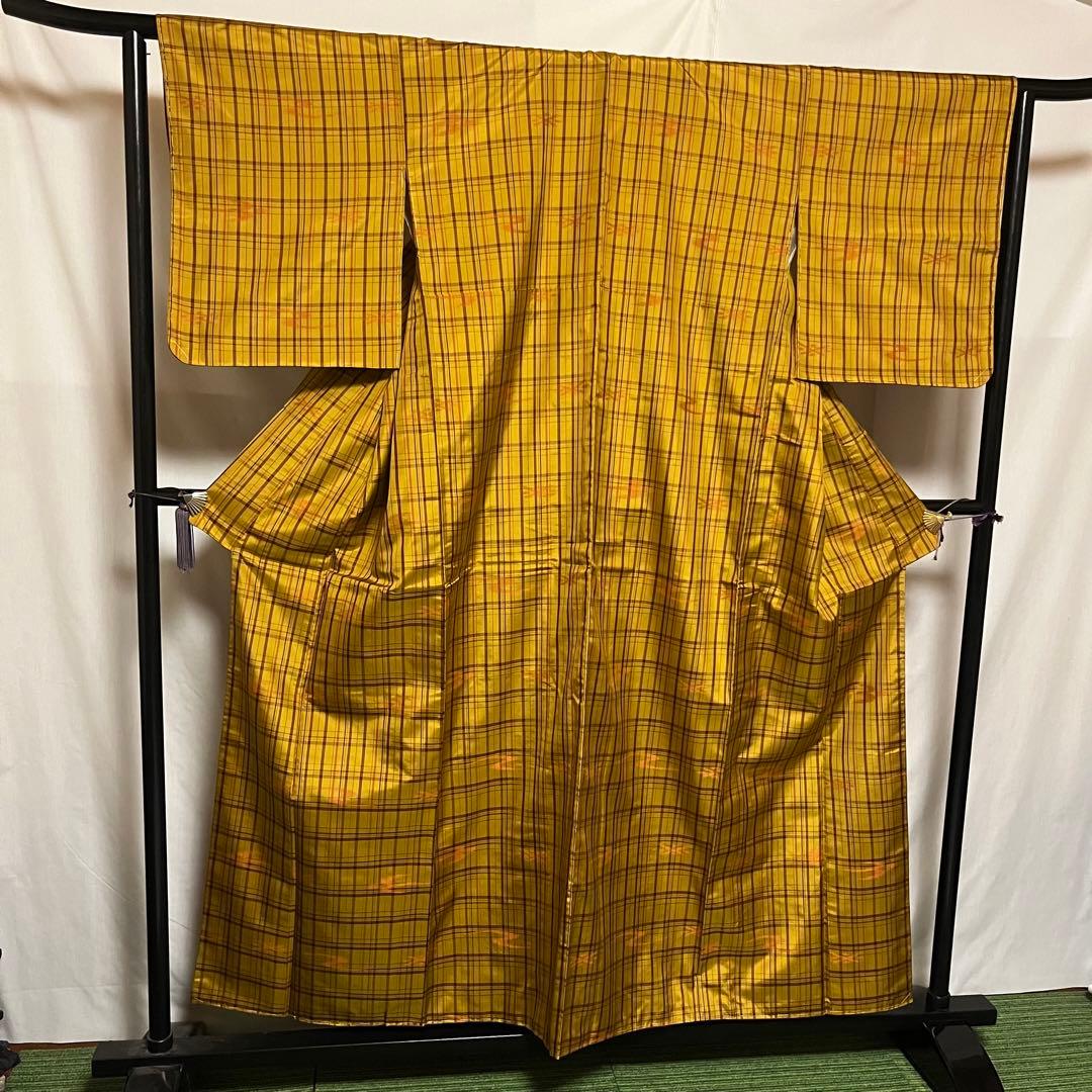 【国宝品】●東京都伝統工芸品●【黄八丈】●カリヤス●天然染料●紬●着物●