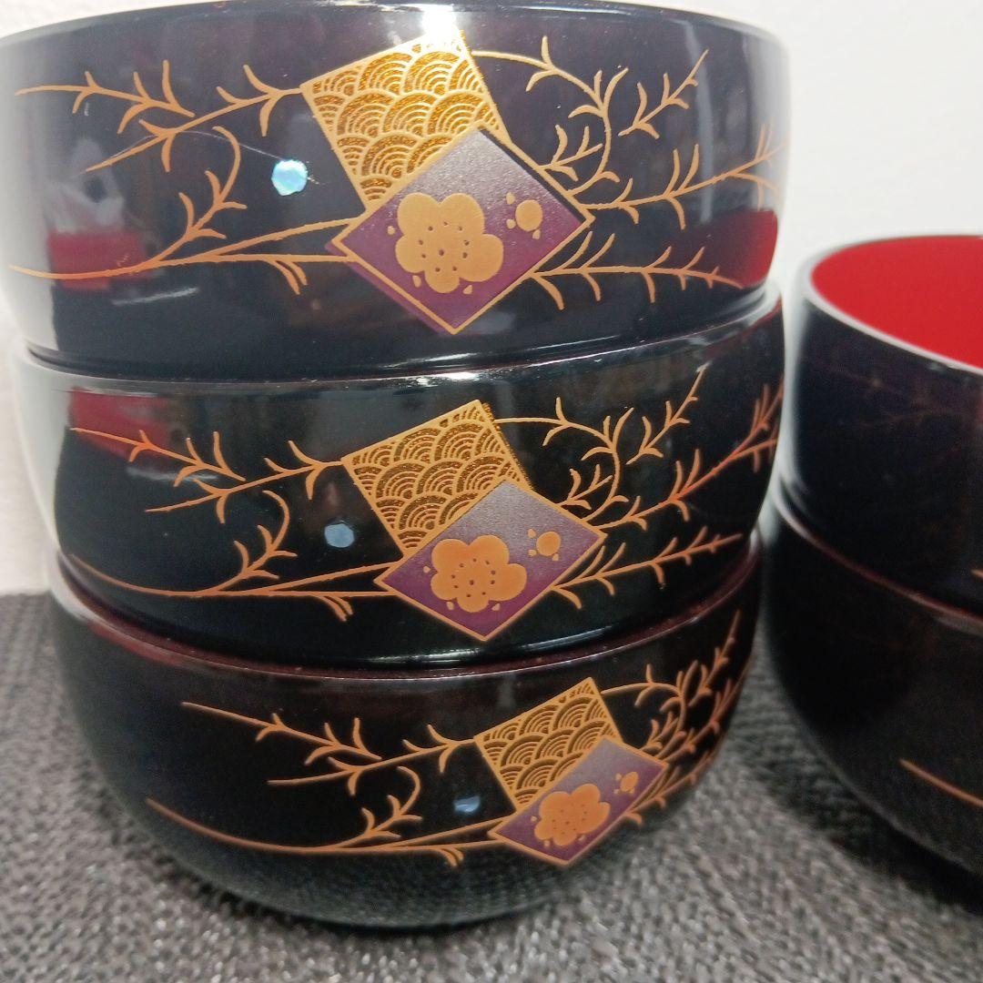 会津塗り 特製会津塗 御汁椀 漆器 豪華蒔絵 和食器 5客セット