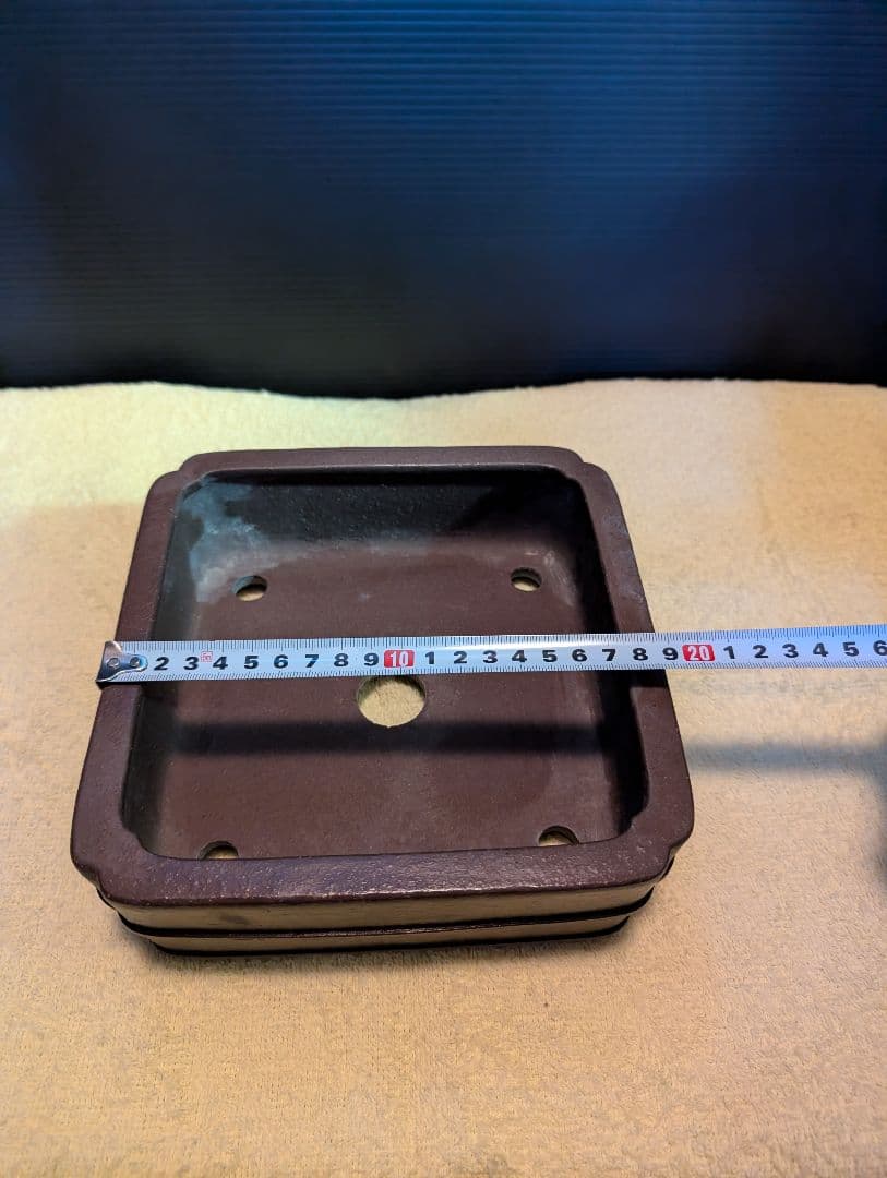 貴重品常滑松泉焼印！盆栽鉢、陶器製の四角い鉢