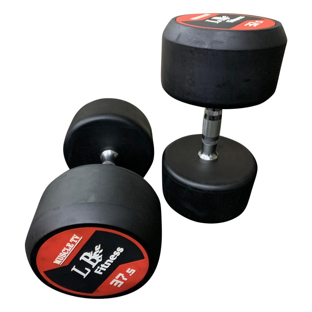 【30％OFF】ラバーダンベル 丸型 37.5kg×2個セット（合計75kg）