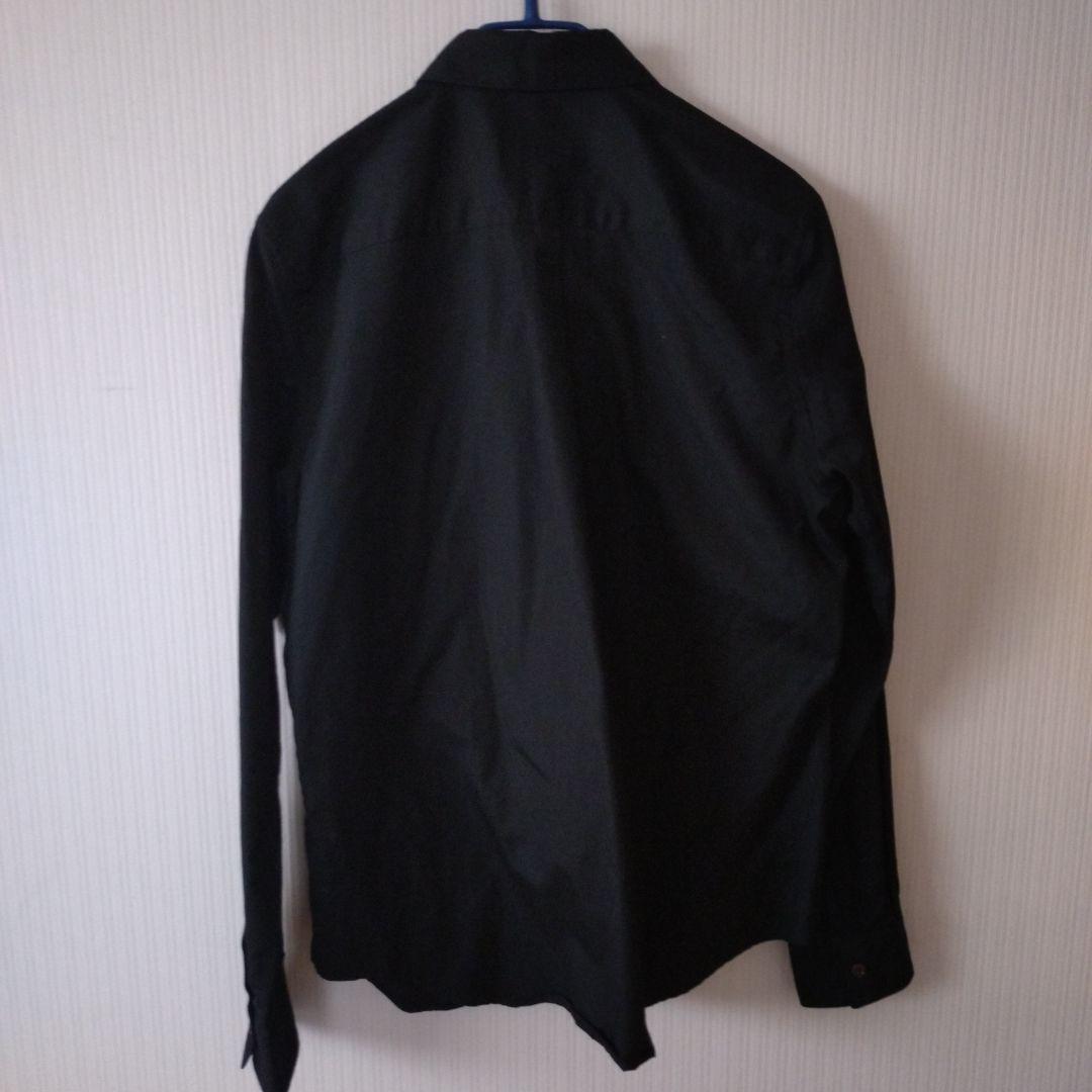 コムデギャルソンrobe 黒 長袖シャツ 胸にニットの花モチーフ