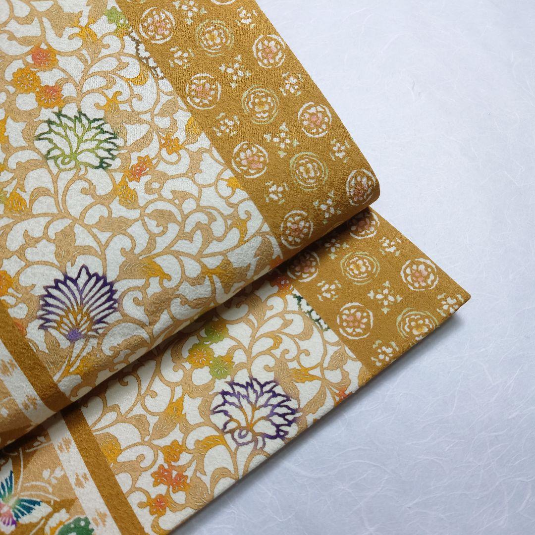 正絹 袋帯 全通柄 江戸紅型 びんがたそめ 洋唐草 逸品 美品