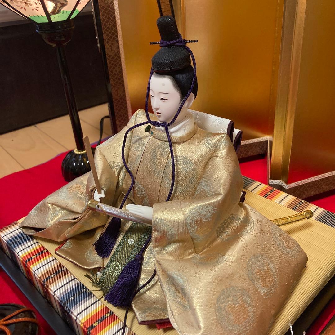 久月 有名作家久遊 デパート購入の伝統的正絹 雛人形親王飾り一式 桐箱入り