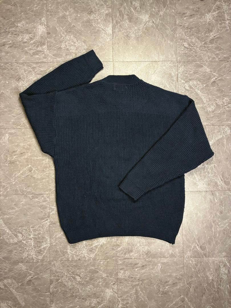 USA製 Eddie Bauer ネイビー ヘンリーネック ニット コットン