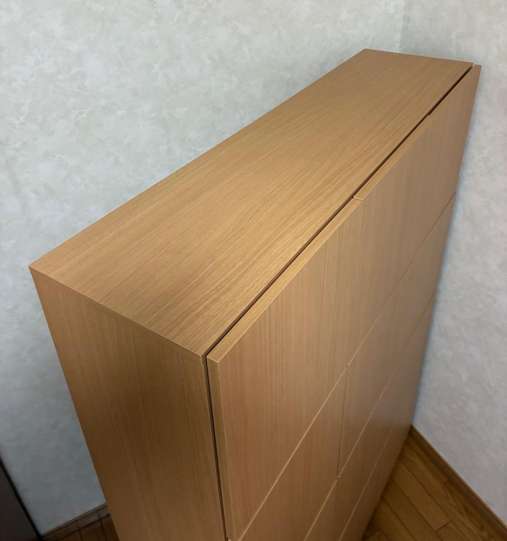 扉付き木製格子型棚　３列４段　②