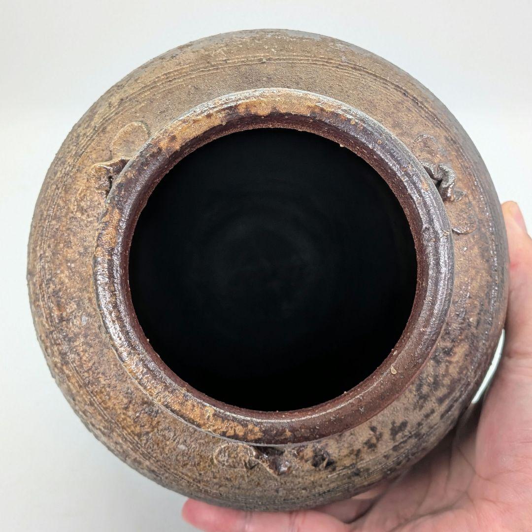 備前焼 三耳壺 三耳壷 花器 フラワーベース つぼ 花瓶 花生 花入 金彩