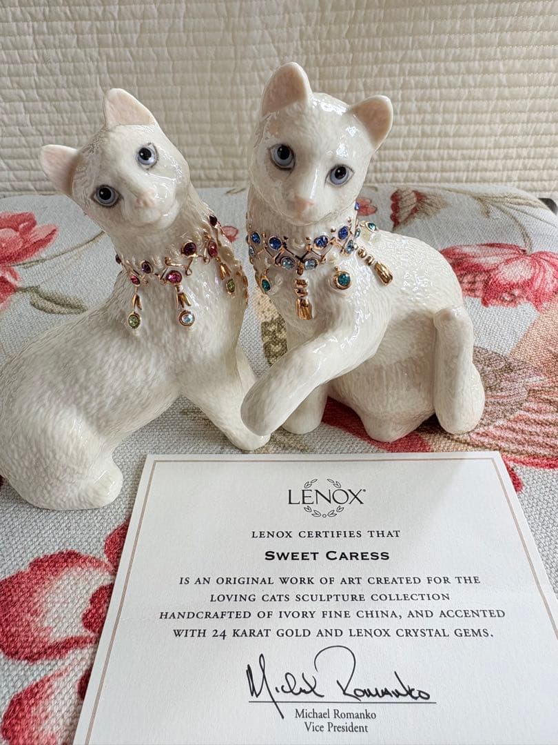 LENOX レノックス　猫 フィギュリン Sweet Caress 箱・証明書付