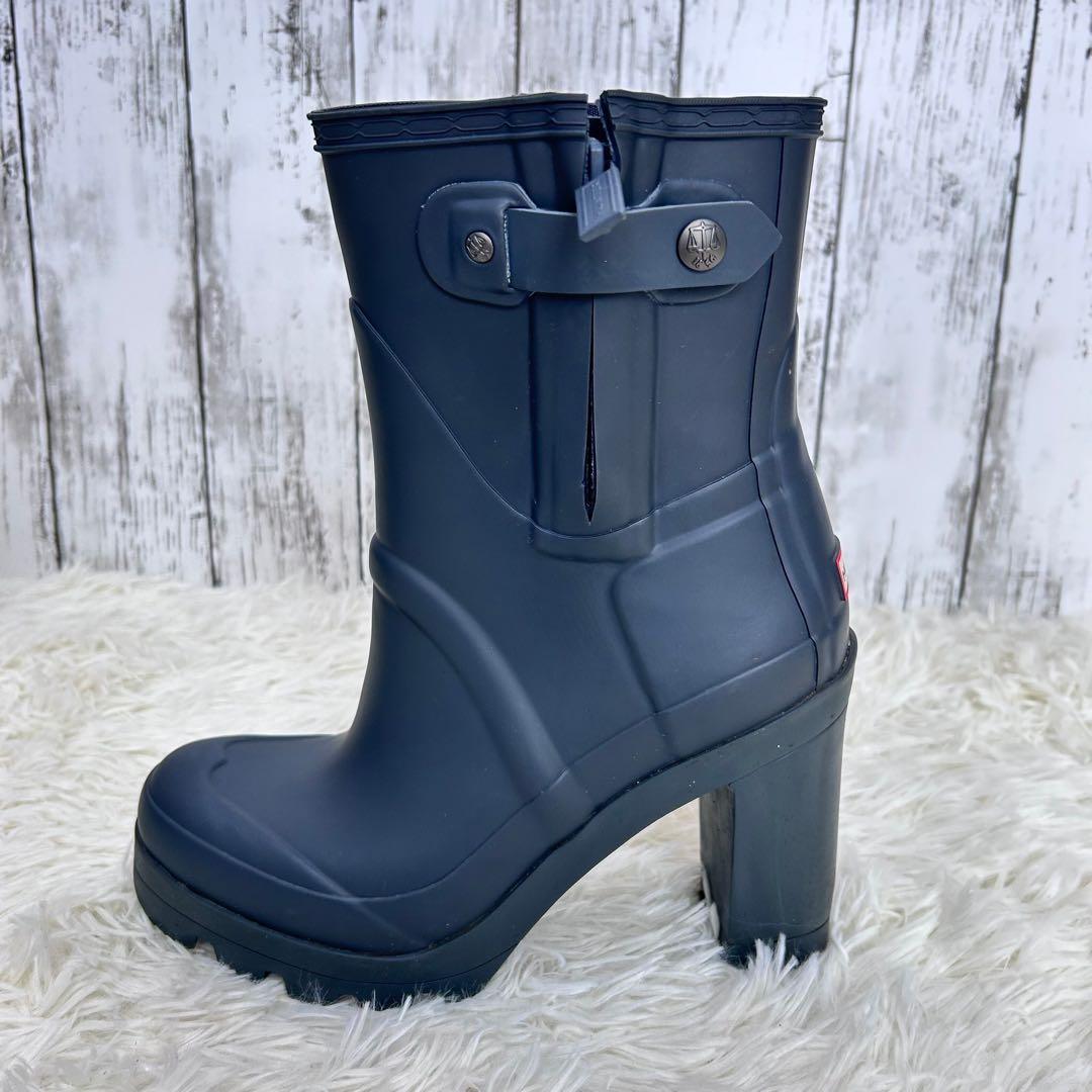 【HUNTER】レインシューズ【24cm】ダークグレー　ミドル丈　US7