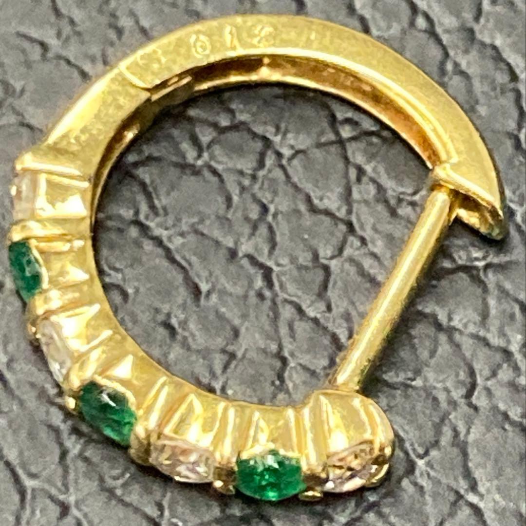 エメラルド＆天然ダイヤモンド 18金ゴールド片耳ピアス