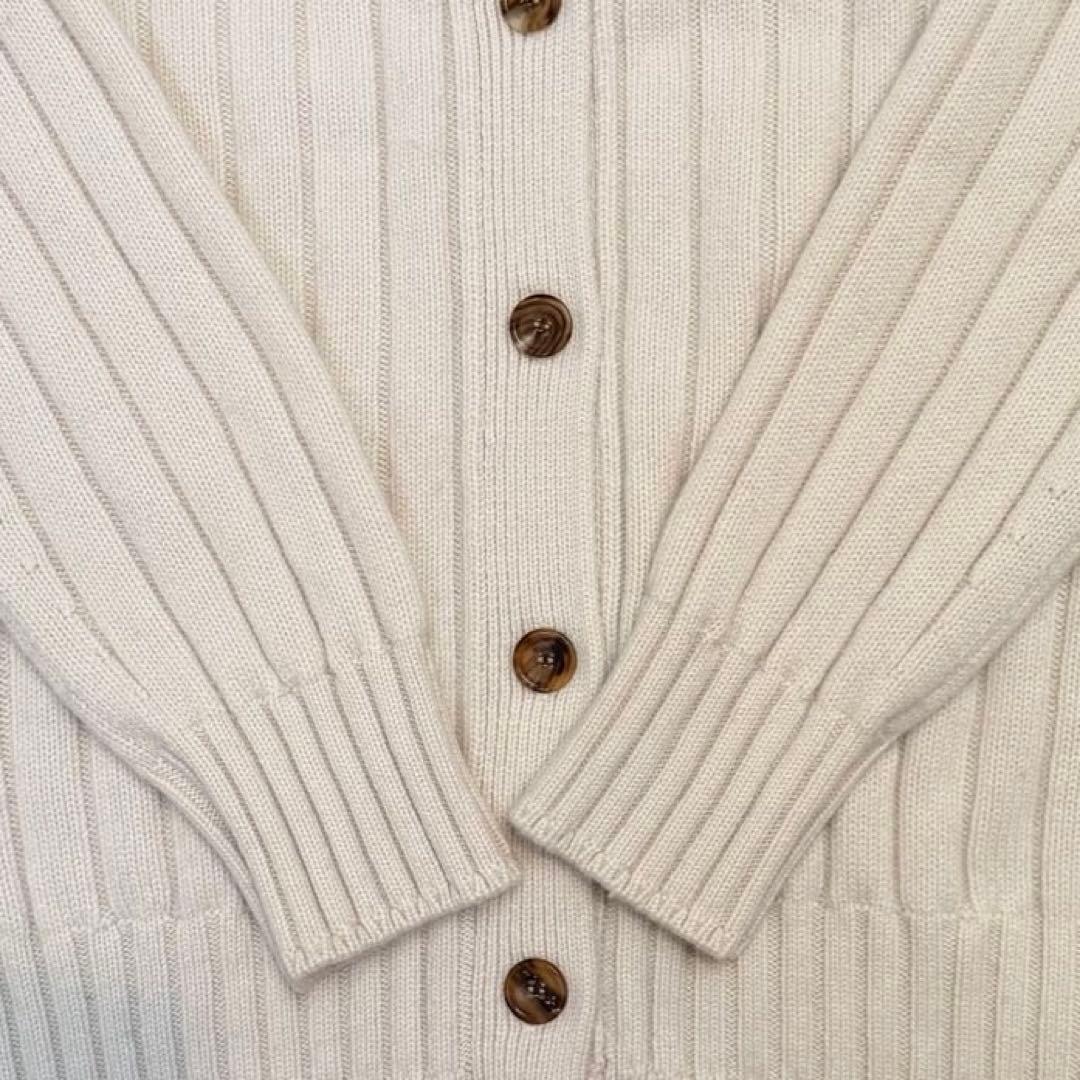 ebure ローゲージカシミア Vネックワイドリブニットカーディガン 白