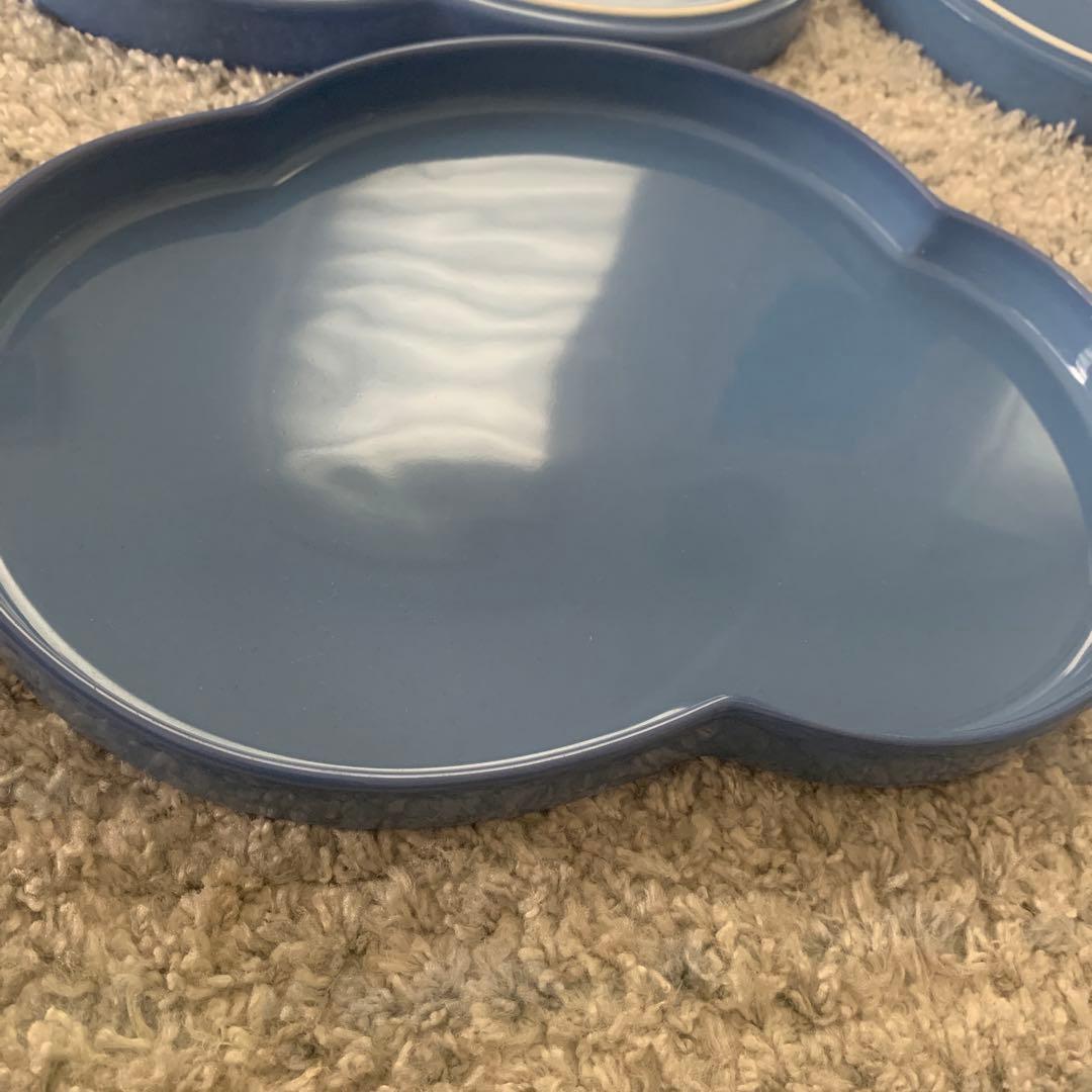 未使用　白山陶器 フリープレート 雲形 ディナープレート 青　5枚セット