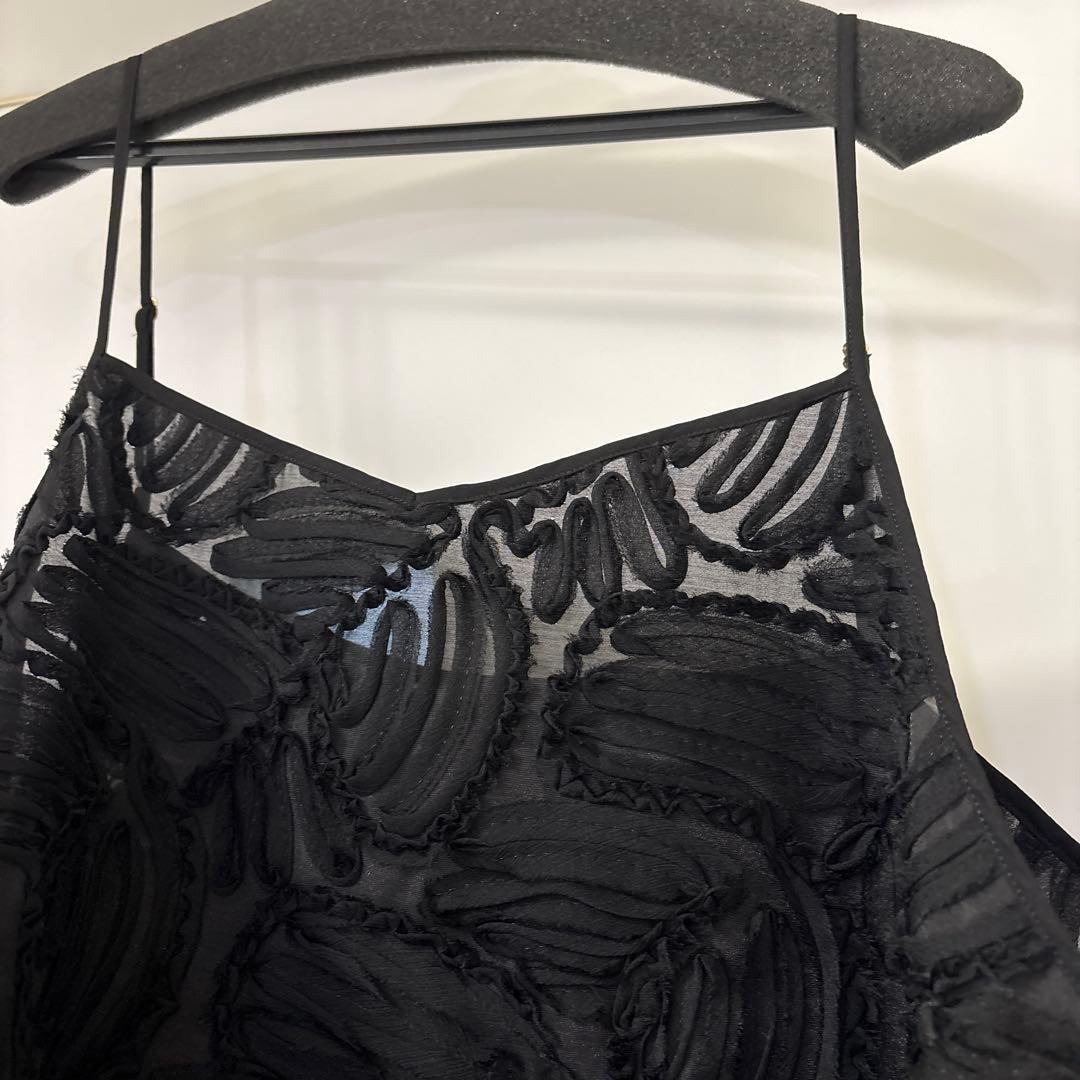 23区　リボンエンブロイダリー キャミソール　黒 44