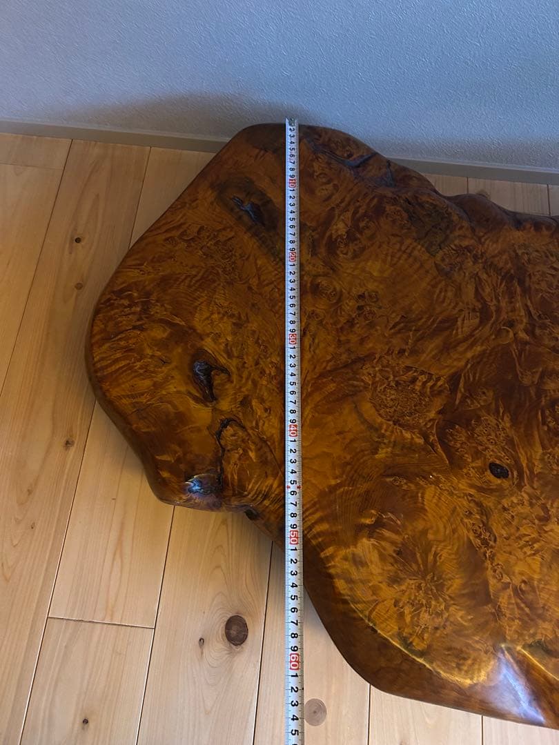 欅　一枚板　テーブル　花台　骨董　盆栽　玉杢　縮杢