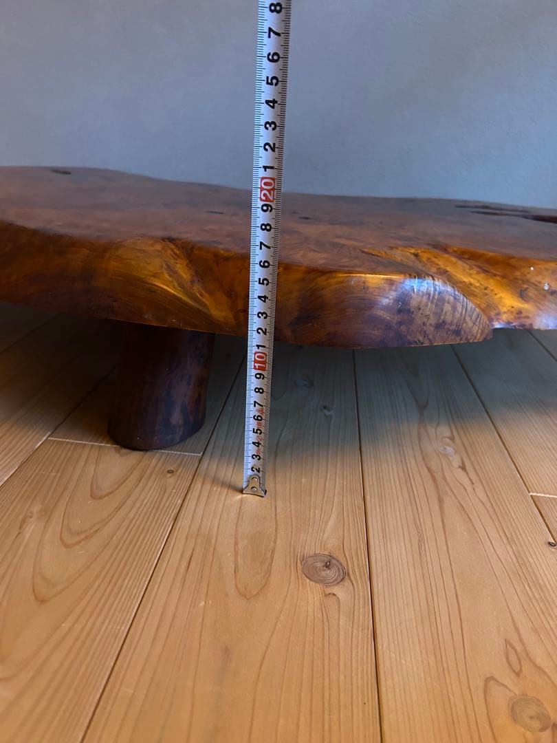 欅　一枚板　テーブル　花台　骨董　盆栽　玉杢　縮杢