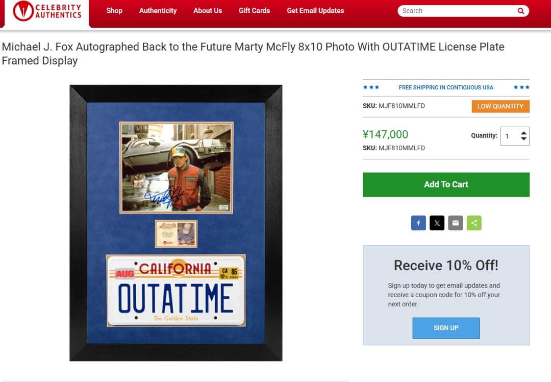 か*！様 Back to the future マイケルJフォックス　サイン入り