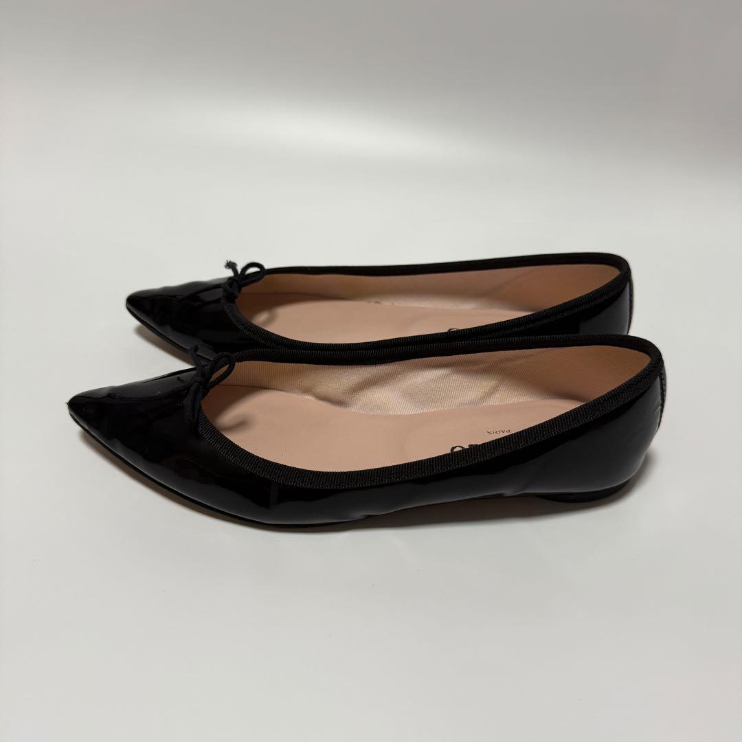 Repetto 黒 ポインテッドトゥ フラットシューズ