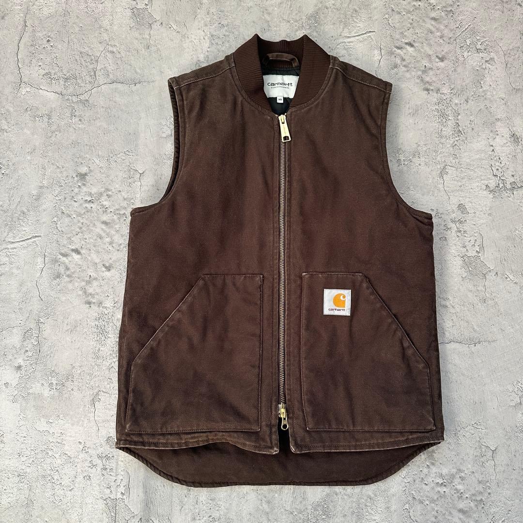 【Carhertt】カーハート（XS）ダックベスト＊裏キルティング＊ワークベスト