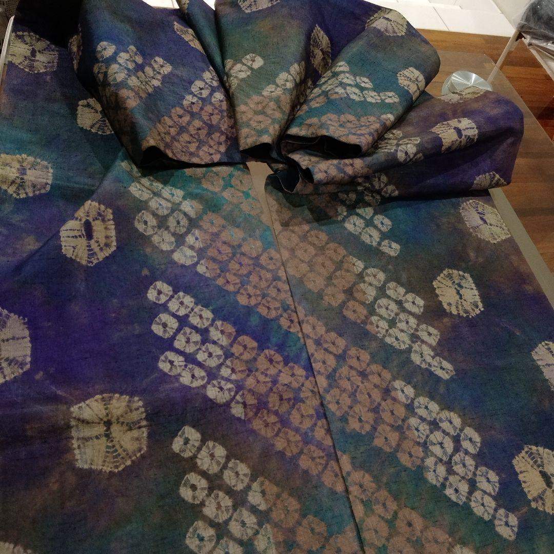 およう！！❣️未使用❣️紬袋帯 　全通柄紫と青の絞り染♡リバーシブル