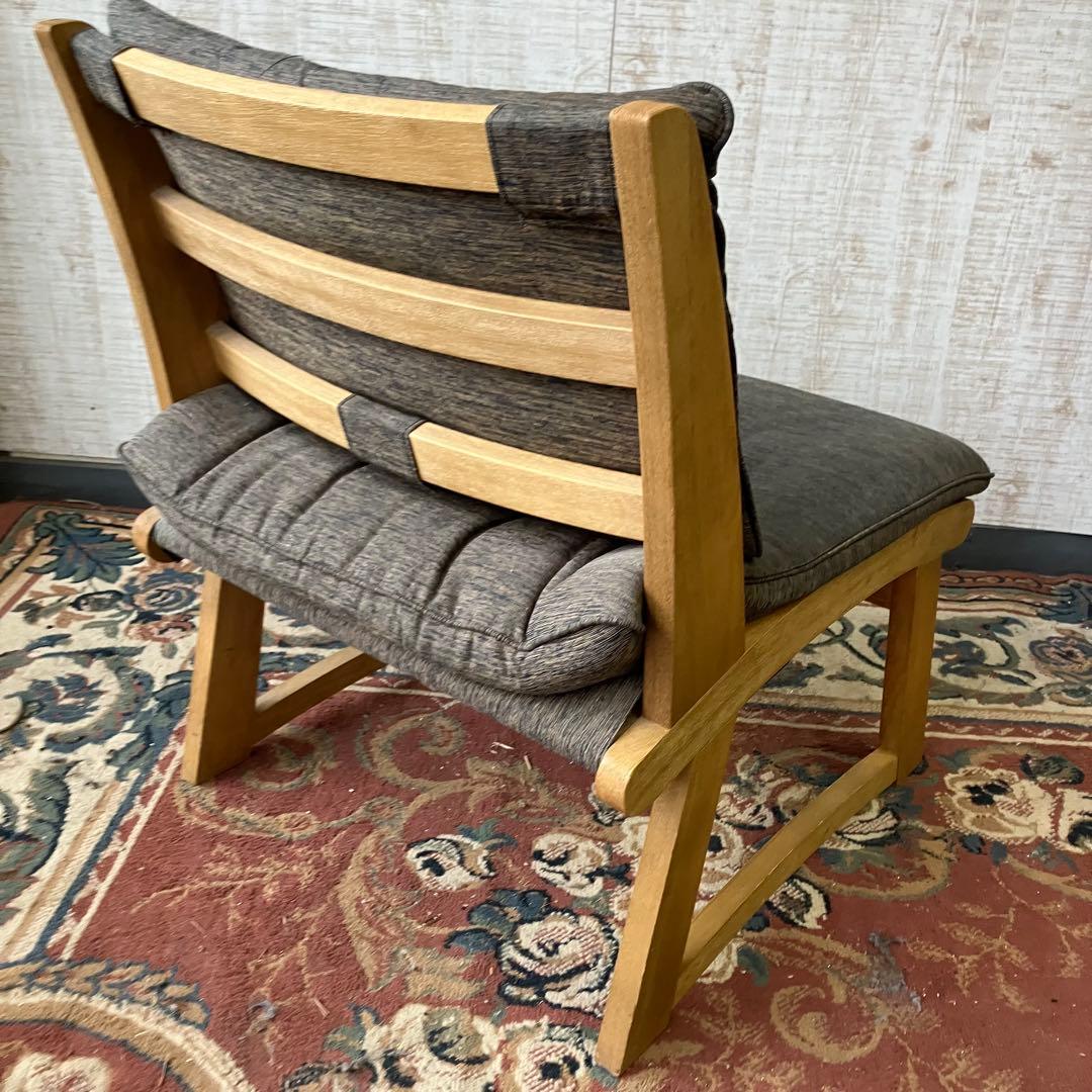 ⑤ 北欧レトロ ミキモク 雅 木製フレーム アームレスチェア 一人掛けソファー