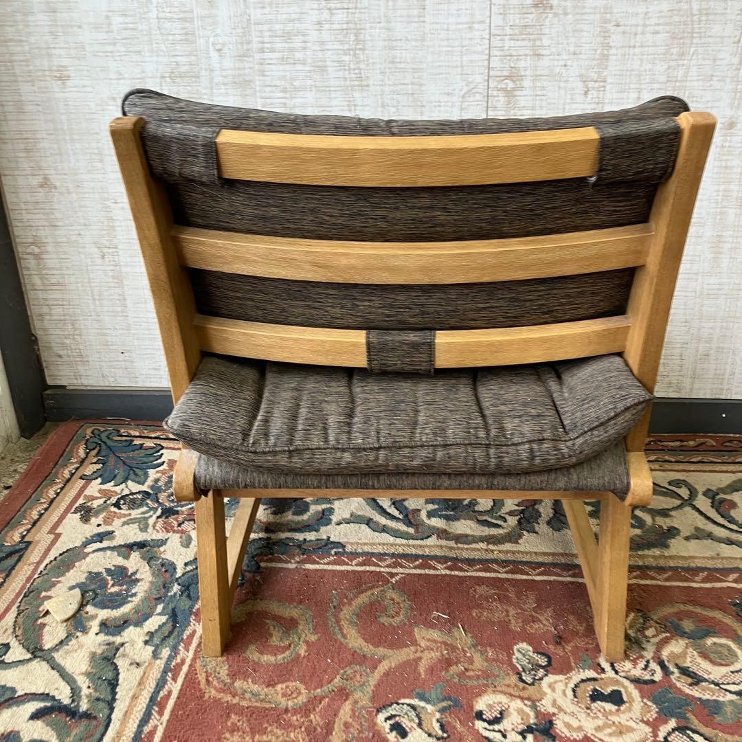 ⑤ 北欧レトロ ミキモク 雅 木製フレーム アームレスチェア 一人掛けソファー