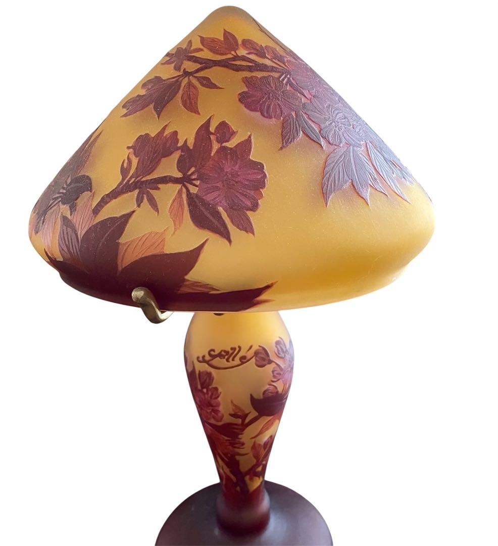 エミール・ガレ　アールヌーヴォー調 花文様 ガラス テーブルランプ 照明