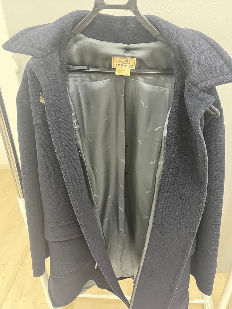 HERMES エルメス ヴィンテージ ダッフルコート ネイビー 52